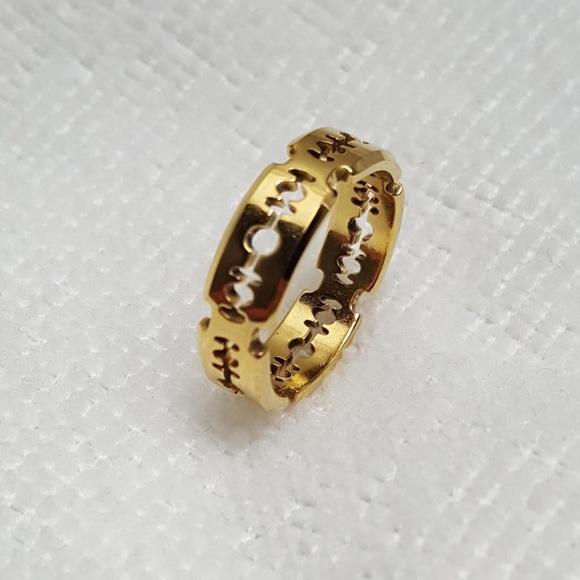 Ring | Jewelry | Gold Tone Stainless Street Blade Razor Ring For Rock ...
